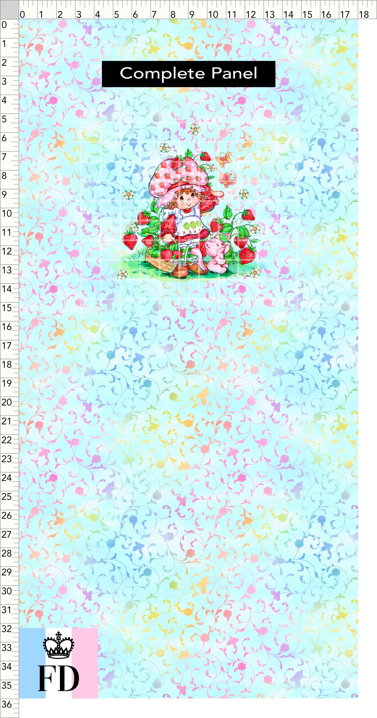 PREORDER - Short-Berry Friends - Panel - Strawberry - Foliage Aqua - CHILD or ADULT