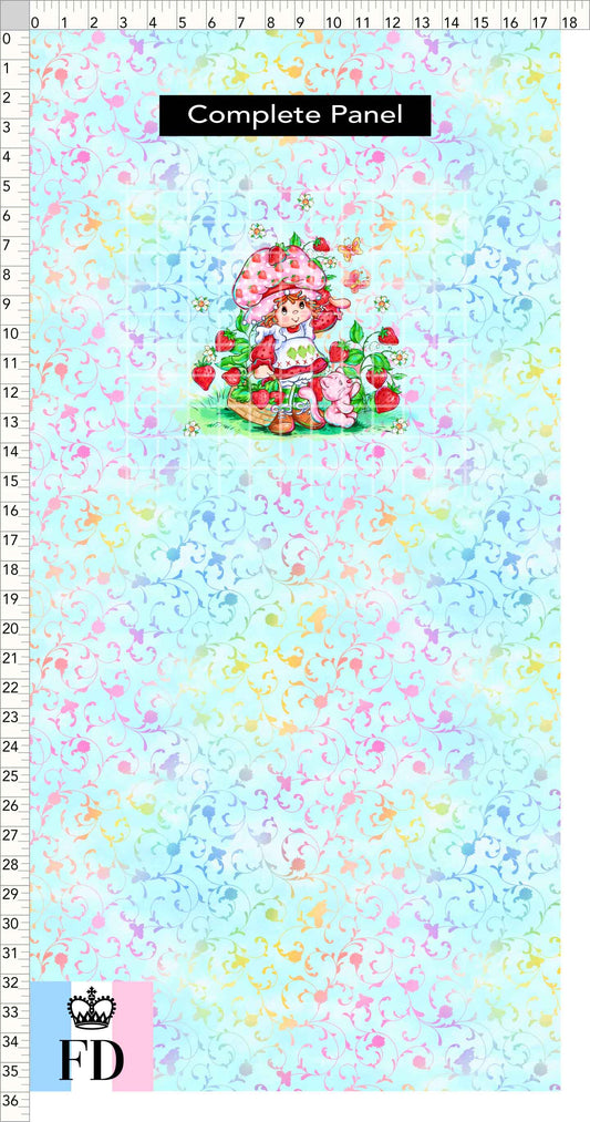 PREORDER - Short-Berry Friends - Panel - Strawberry - Foliage Aqua - CHILD or ADULT