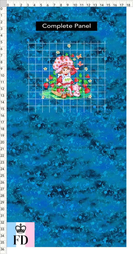 PREORDER - Short-Berry Friends - Panel - Strawberry - Foliage Blue - CHILD or ADULT
