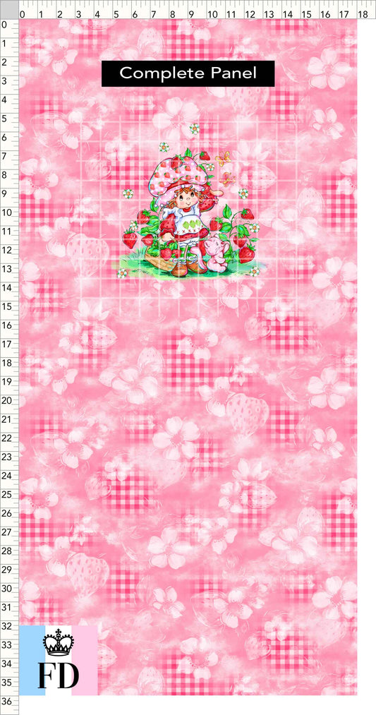 PREORDER - Short-Berry Friends - Panel - Strawberry - Gingham Pink - CHILD or ADULT