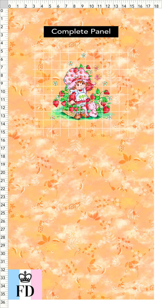 PREORDER - Short-Berry Friends - Panel - Strawberry - Leaves Apricot - CHILD or ADULT