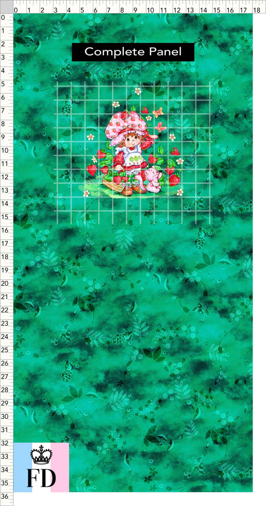 PREORDER - Short-Berry Friends - Panel - Strawberry - Leaves Green - CHILD or ADULT