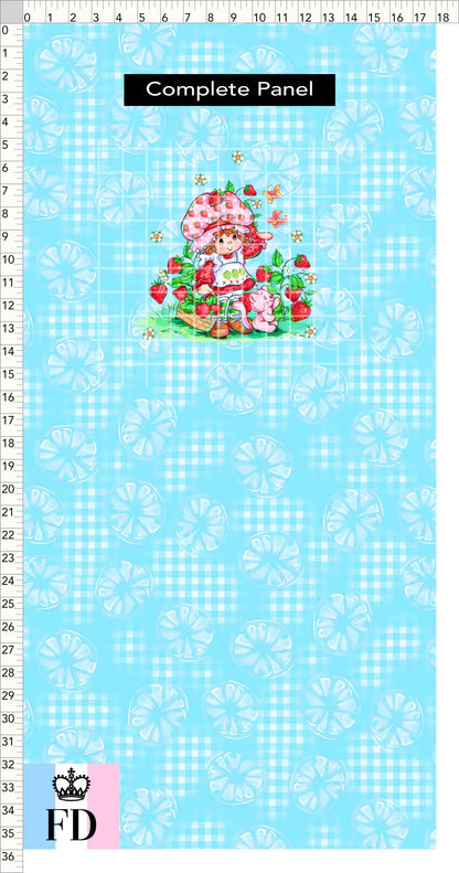 PREORDER - Short-Berry Friends - Panel - Strawberry - Lemons Light Blue - CHILD or ADULT