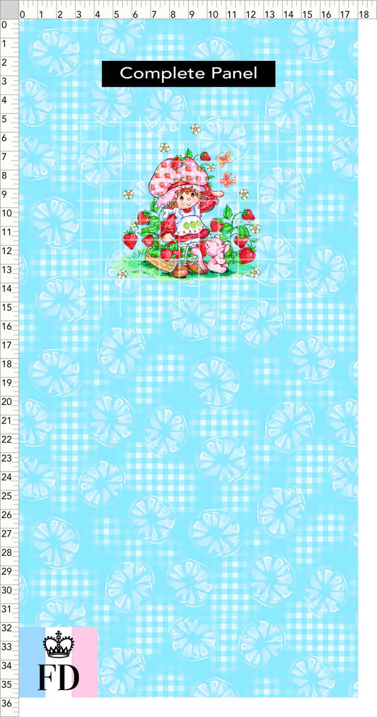 PREORDER - Short-Berry Friends - Panel - Strawberry - Lemons Light Blue - CHILD or ADULT