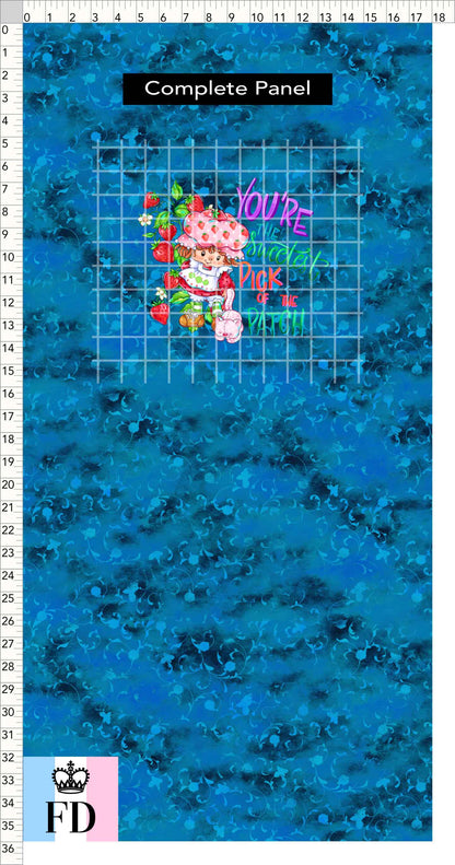 PREORDER - Short-Berry Friends - Panel - Sweetest Pick - Foliage Blue - CHILD or ADULT