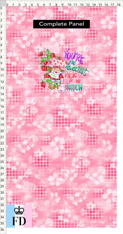 PREORDER - Short-Berry Friends - Panel - Sweetest Pick - Gingham Pink - CHILD or ADULT