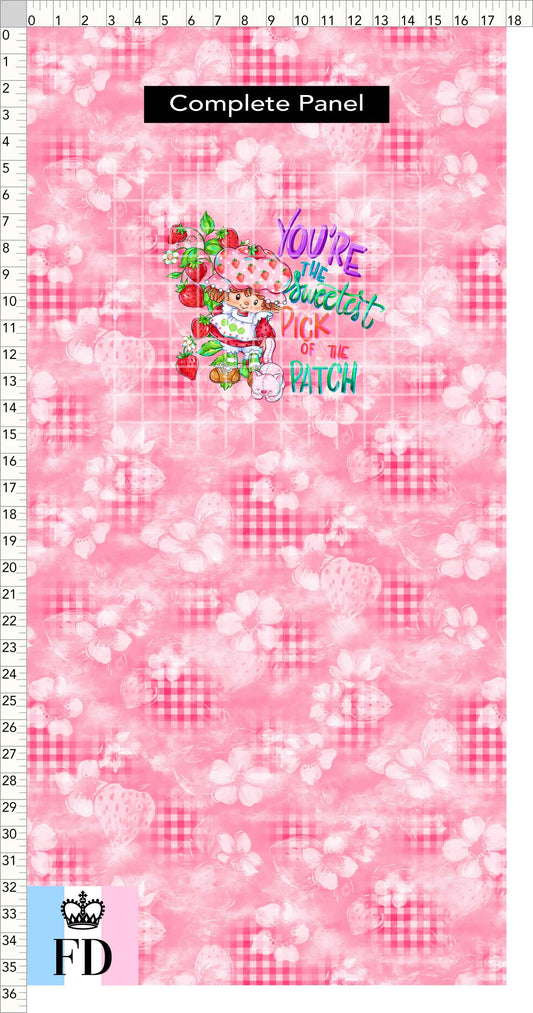 PREORDER - Short-Berry Friends - Panel - Sweetest Pick - Gingham Pink - CHILD or ADULT