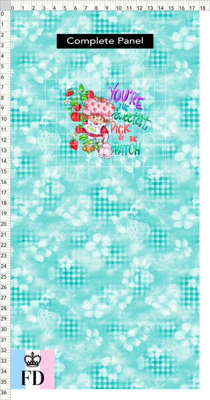 PREORDER - Short-Berry Friends - Panel - Sweetest Pick - Gingham Teal - CHILD or ADULT
