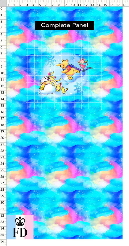 PREORDER - Winter Pooh Friends - Panel - Slide Off - Lake Colorful - CHILD
