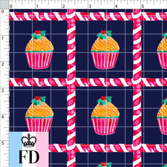 PREORDER - Food - Christmas Candy Cupcake - Dark Blue
