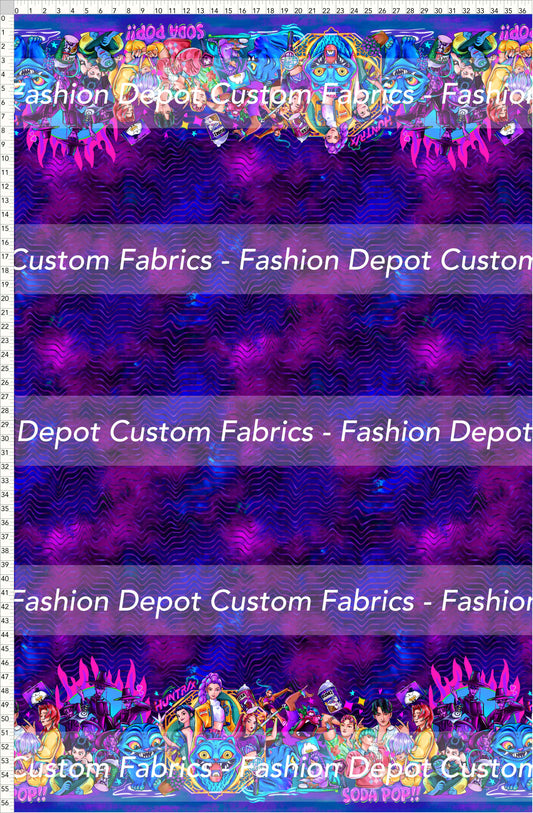 PREORDER - KPop Demon HuntrX - Double Border - Waves Blue Magenta Background