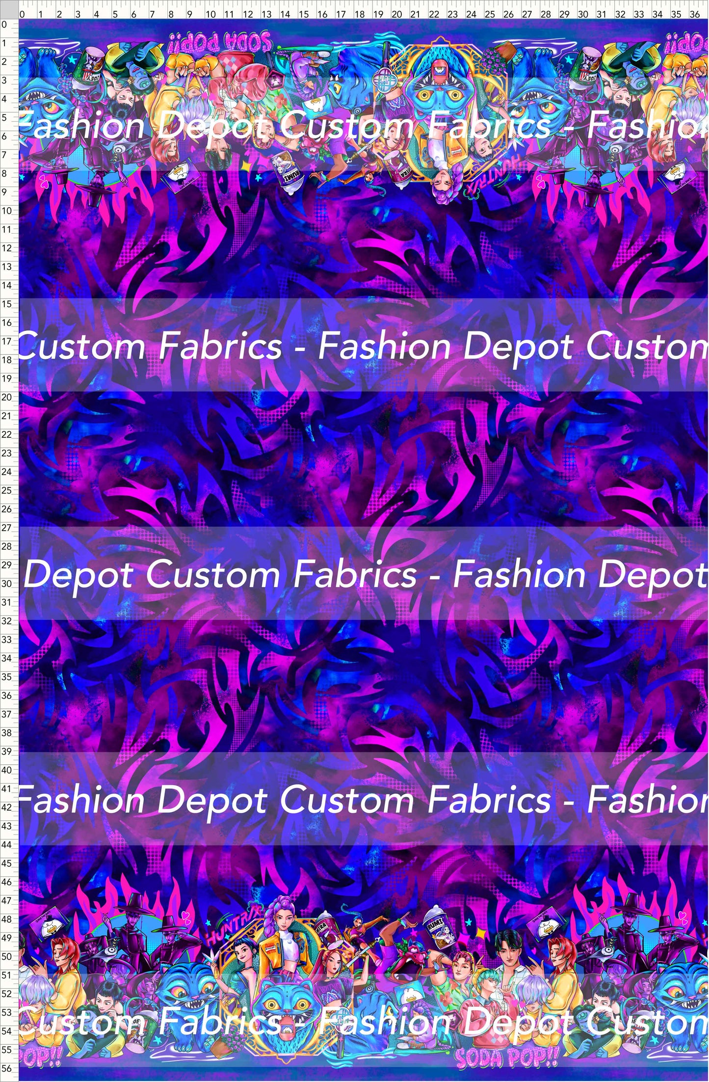 PREORDER - KPop Demon HuntrX - Double Border - Wild Blue Magenta Background