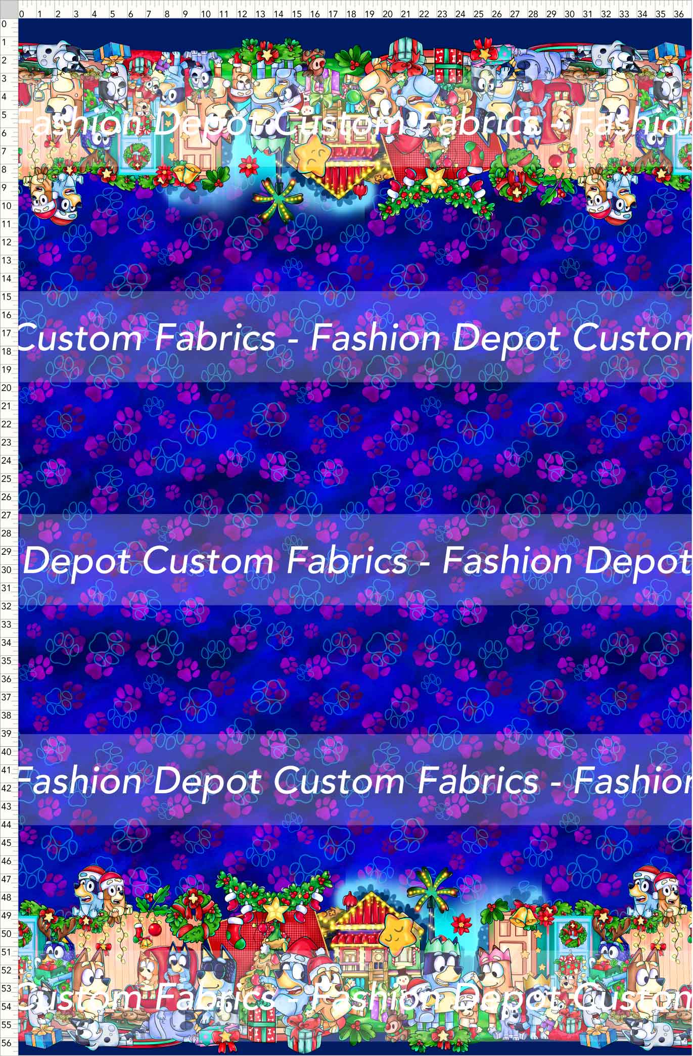 PREORDER - Christmas Wackadoo! - Double Border - Paws Blue Background