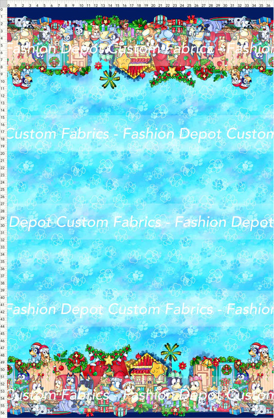PREORDER - Christmas Wackadoo! - Double Border - Paws Light Blue Background