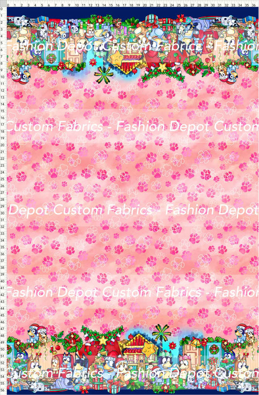 PREORDER - Christmas Wackadoo! - Double Border - Paws Peach Pink Background