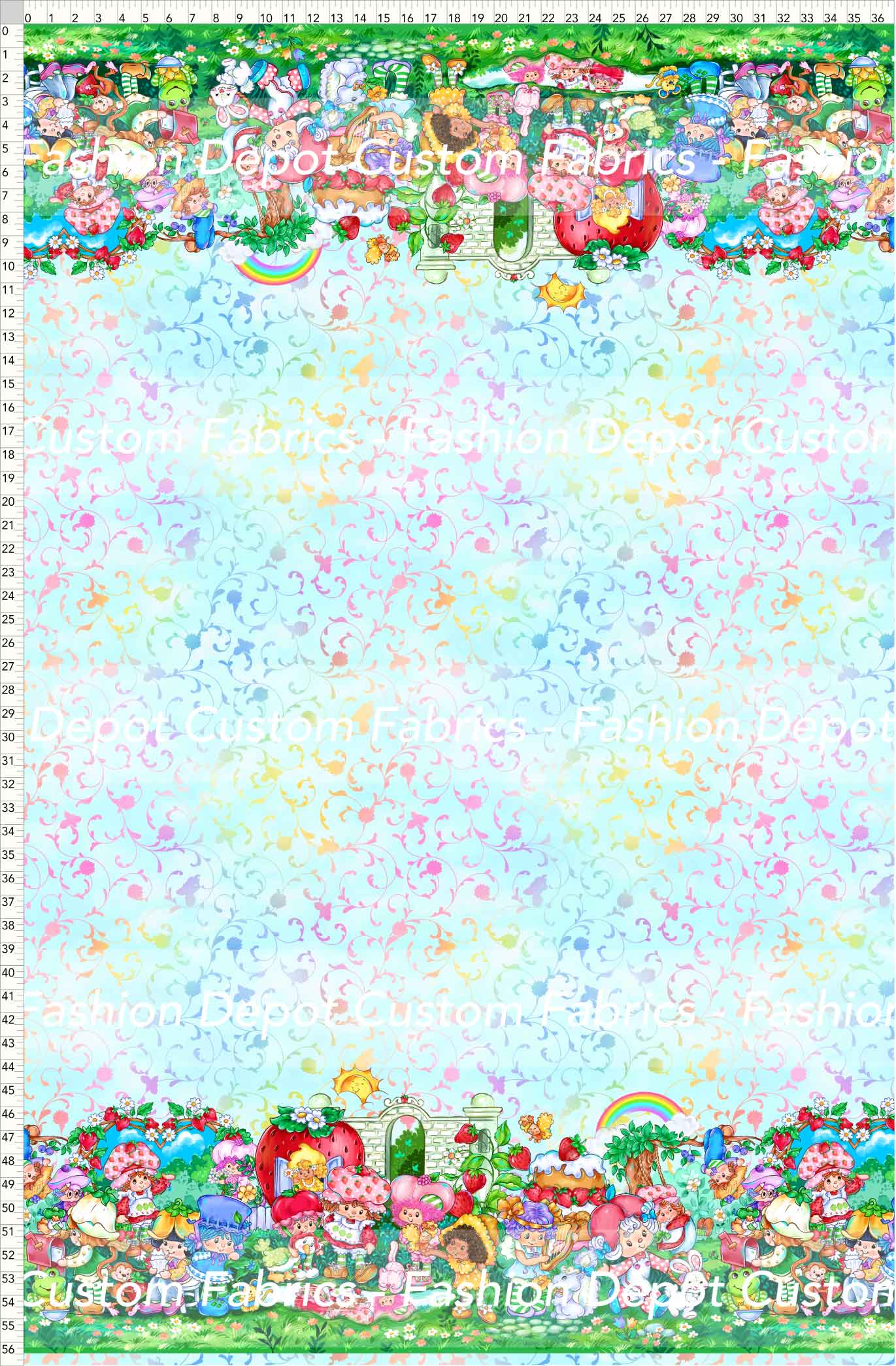 PREORDER - Short-Berry Friends - Double Border - Foliage Aqua Background