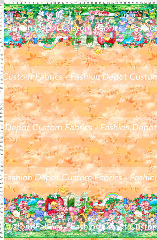 PREORDER - Short-Berry Friends - Double Border - Leaves Apricot Background