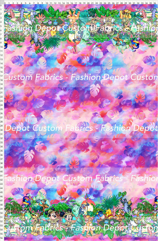 PREORDER - Safari Adventures - Double Border - Leaves Colorful Background