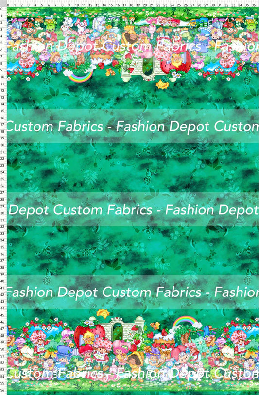 PREORDER - Short-Berry Friends - Double Border - Leaves Green Background