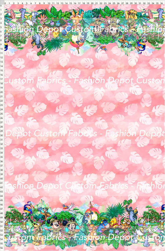 PREORDER - Safari Adventures - Double Border - Leaves Rose Background