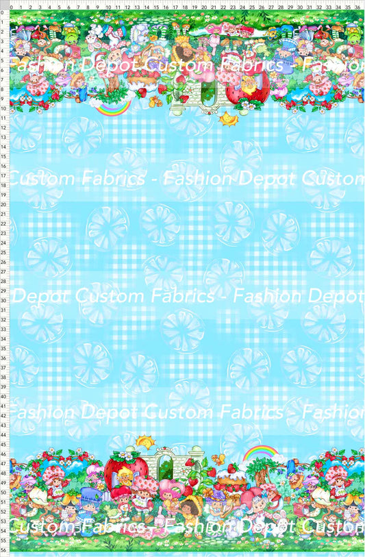 PREORDER - Short-Berry Friends - Double Border - Lemons Light Blue Background