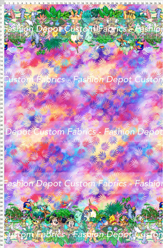 PREORDER - Safari Adventures - Double Border - Palms Colorful Background