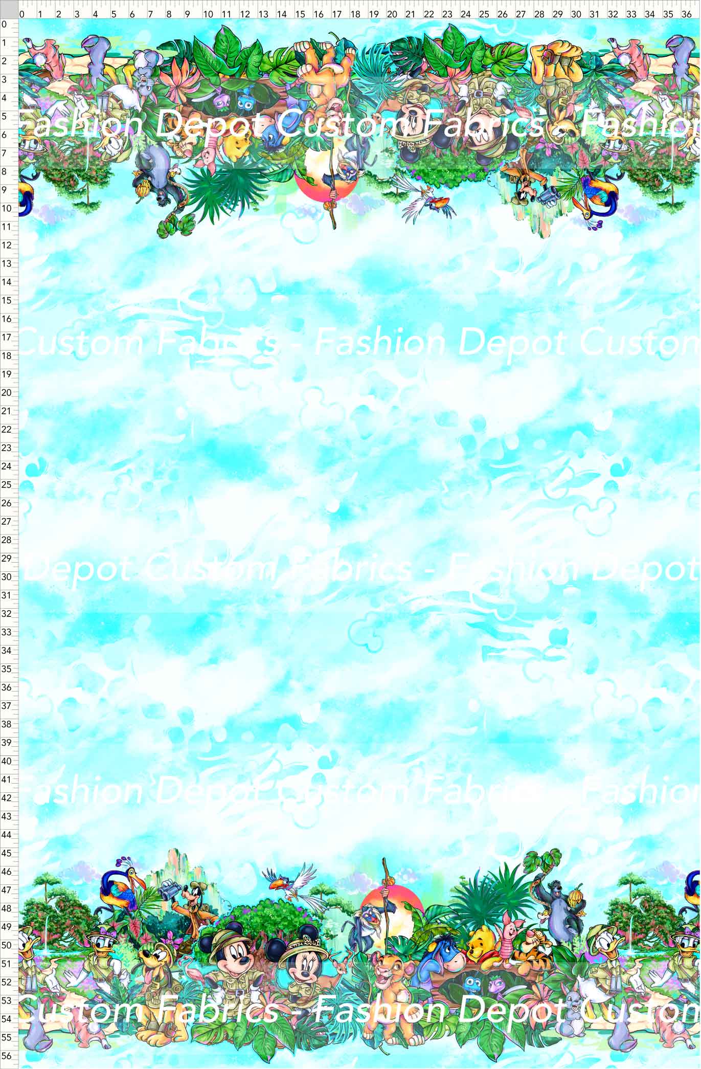 PREORDER - Safari Adventures - Double Border - Skin Turquoise Background