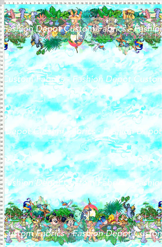 PREORDER - Safari Adventures - Double Border - Skin Turquoise Background