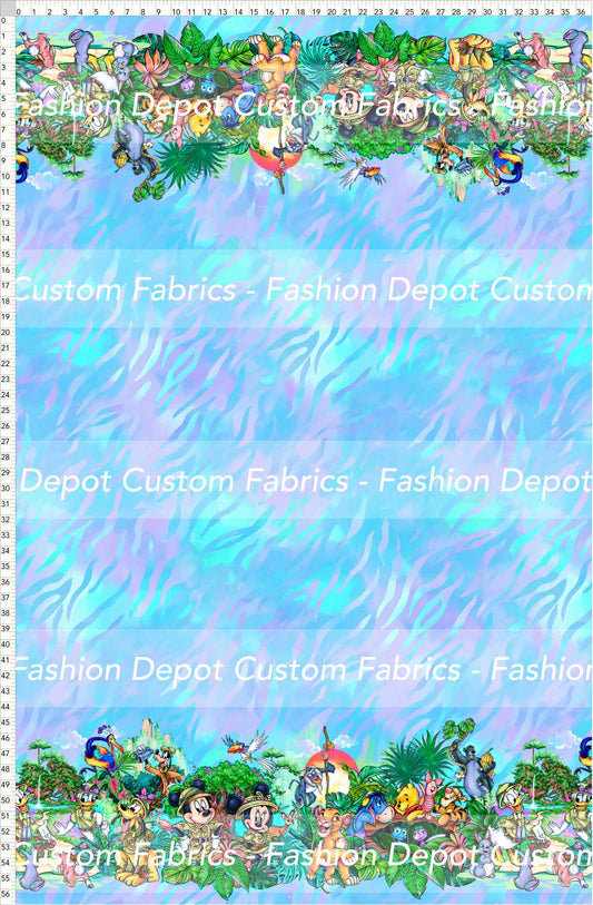 PREORDER - Safari Adventures - Double Border - Zebra Light Blue Lilac Background