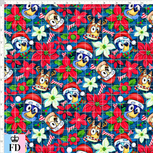 PREORDER - Christmas Wackadoo! - Heeler Poinsettia - Dark Blue - SMALL SCALE