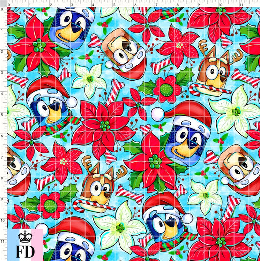 PREORDER - Christmas Wackadoo! - Heeler Poinsettia - Light Blue - REGULAR SCALE