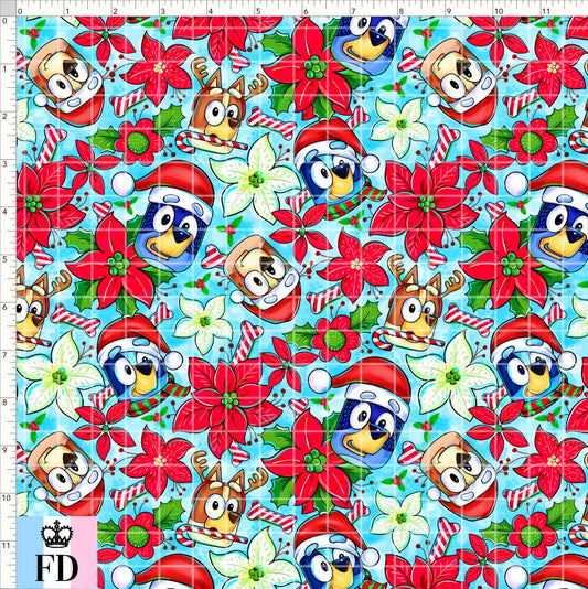 PREORDER - Christmas Wackadoo! - Heeler Poinsettia - Light Blue - SMALL SCALE