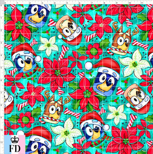 PREORDER - Christmas Wackadoo! - Heeler Poinsettia - Teal - REGULAR SCALE