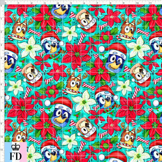 PREORDER - Christmas Wackadoo! - Heeler Poinsettia - Teal - SMALL SCALE