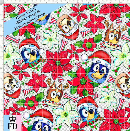 PREORDER - Christmas Wackadoo! - Heeler Poinsettia - CLEAR & GLITTER VINYL - REGULAR SCALE