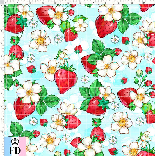 PREORDER - Short-Berry Friends - Strawberries - Aqua - REGULAR SCALE