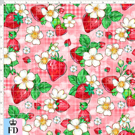 PREORDER - Short-Berry Friends - Strawberries - Gingham - REGULAR SCALE
